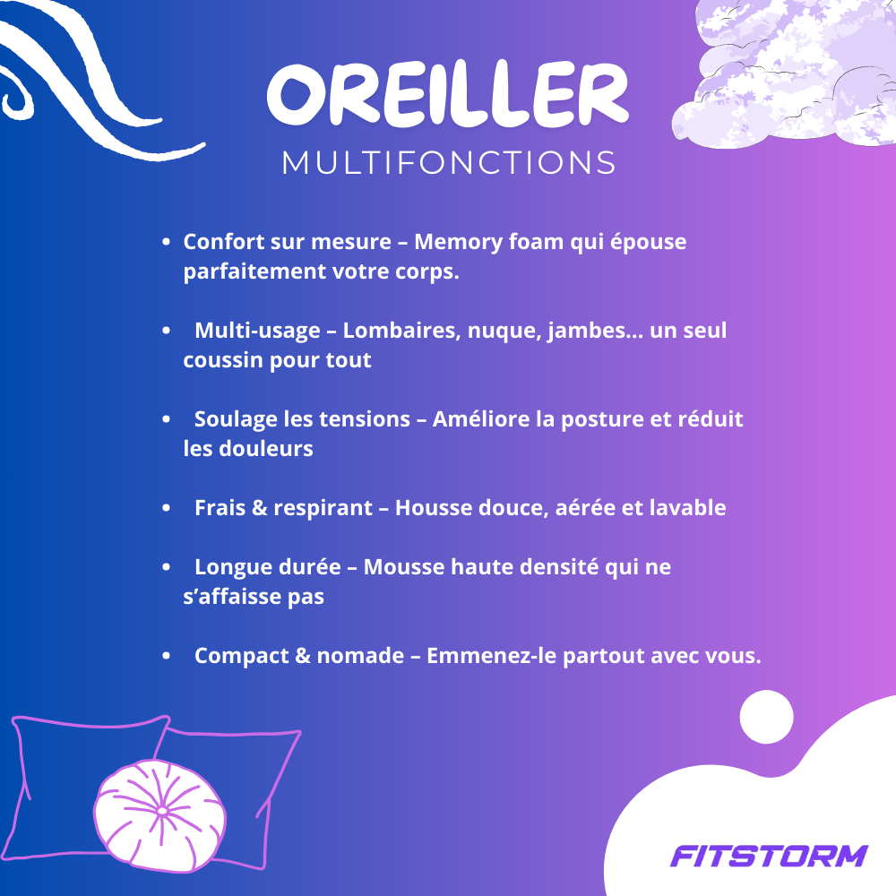 Oreiller Multifonctionnel en Memory Foam