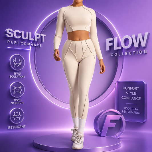 Women's Sculpting Activewear Set – Long Sleeve Crop Top & High-Waisted Leggings |