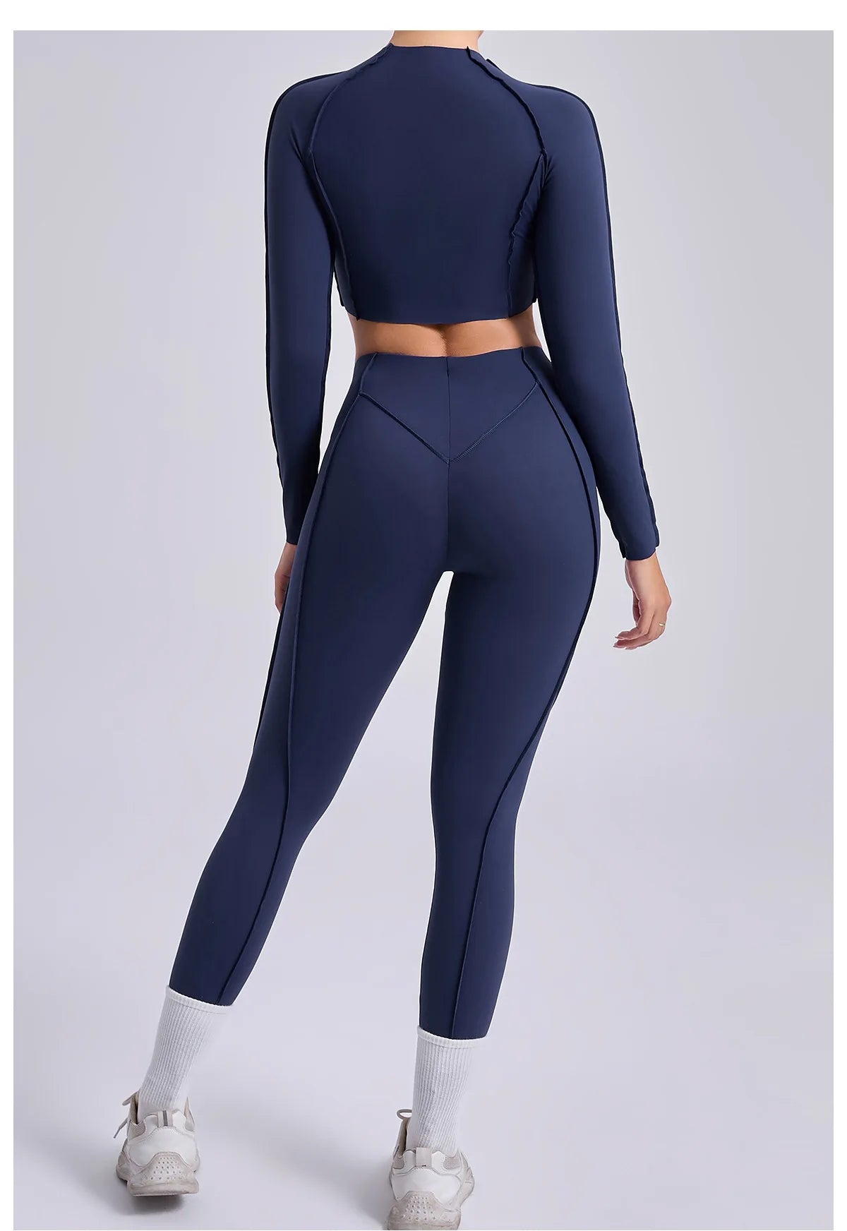 Women's Sculpting Activewear Set – Long Sleeve Crop Top & High-Waisted Leggings |