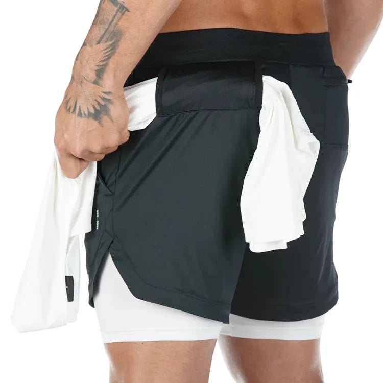 Short de sport running 2 en 1