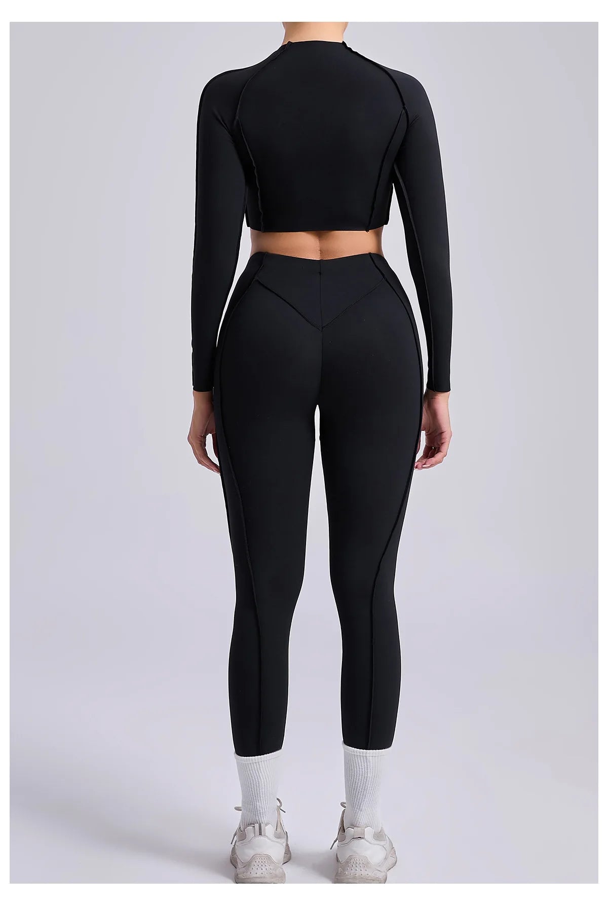 Women's Sculpting Activewear Set – Long Sleeve Crop Top & High-Waisted Leggings |